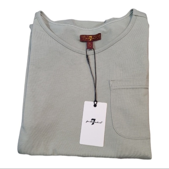7 For All Mankind Sage Green High Low T-Shirt Size XL - Picture 2 of 2